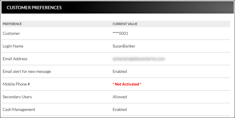 Customer preferences form