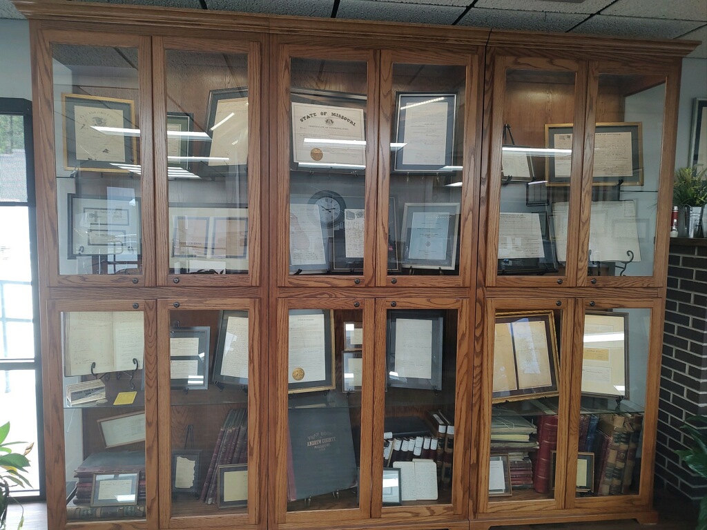 display case at First Security Bank Mo